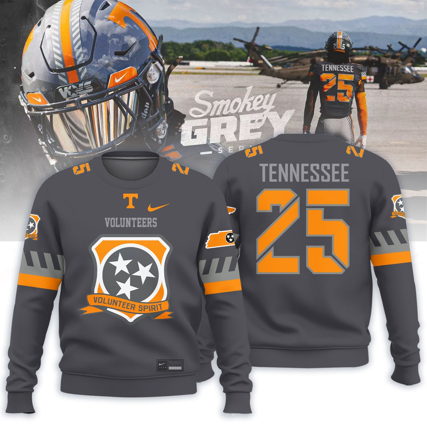 __..Tennessee Football Smokey Grey Series Uniform 2025 Shirt