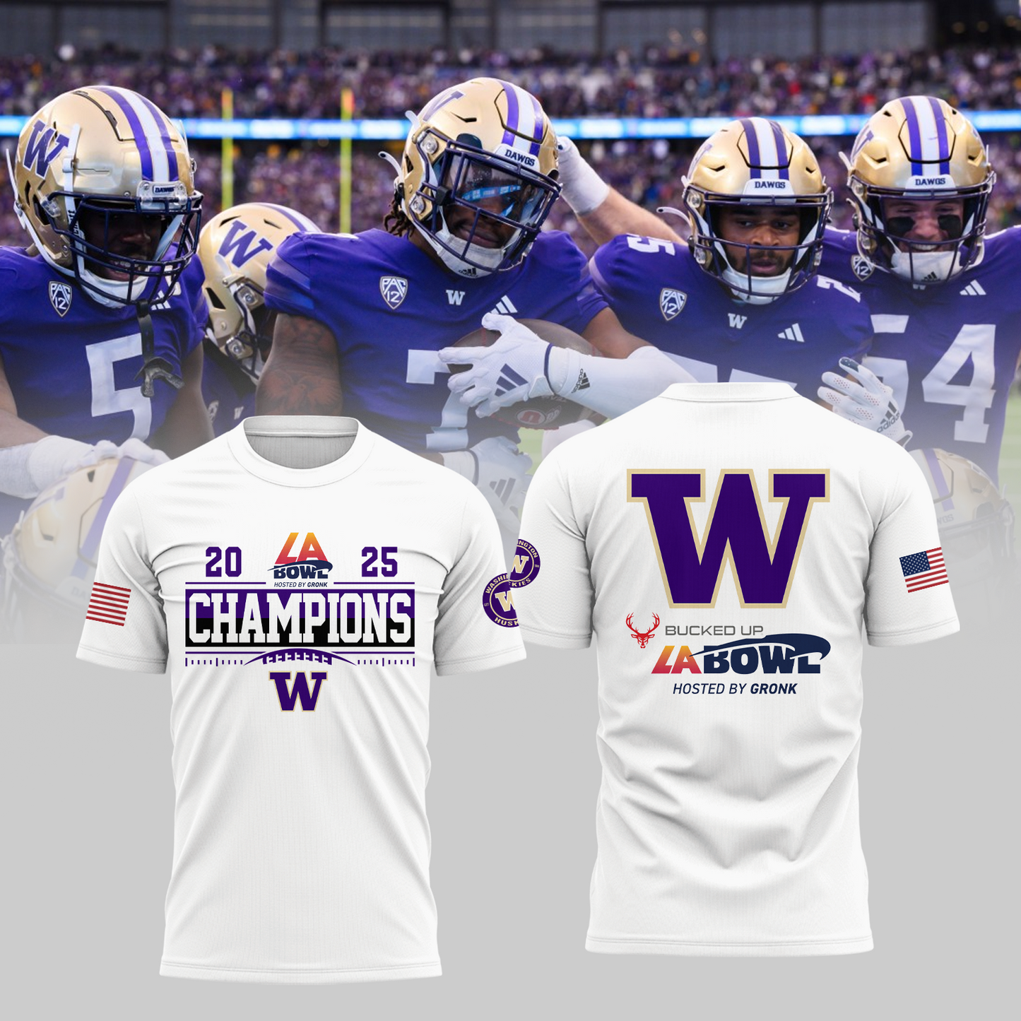 Washington Football Champions T-Shirt - LA Bowl Champions T-Shirt - White - Unisex - Design By Twinkle My Toes
