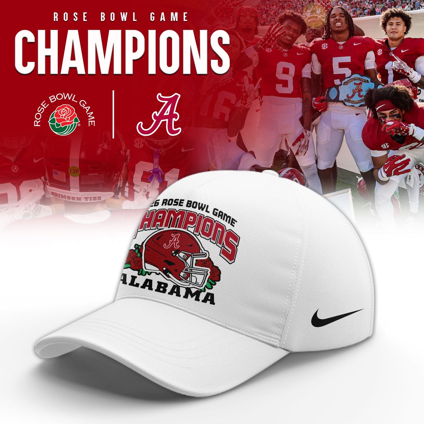 Alabama Crimson Tide 2026 Rose Bowl Champions Limited Hoodie v2