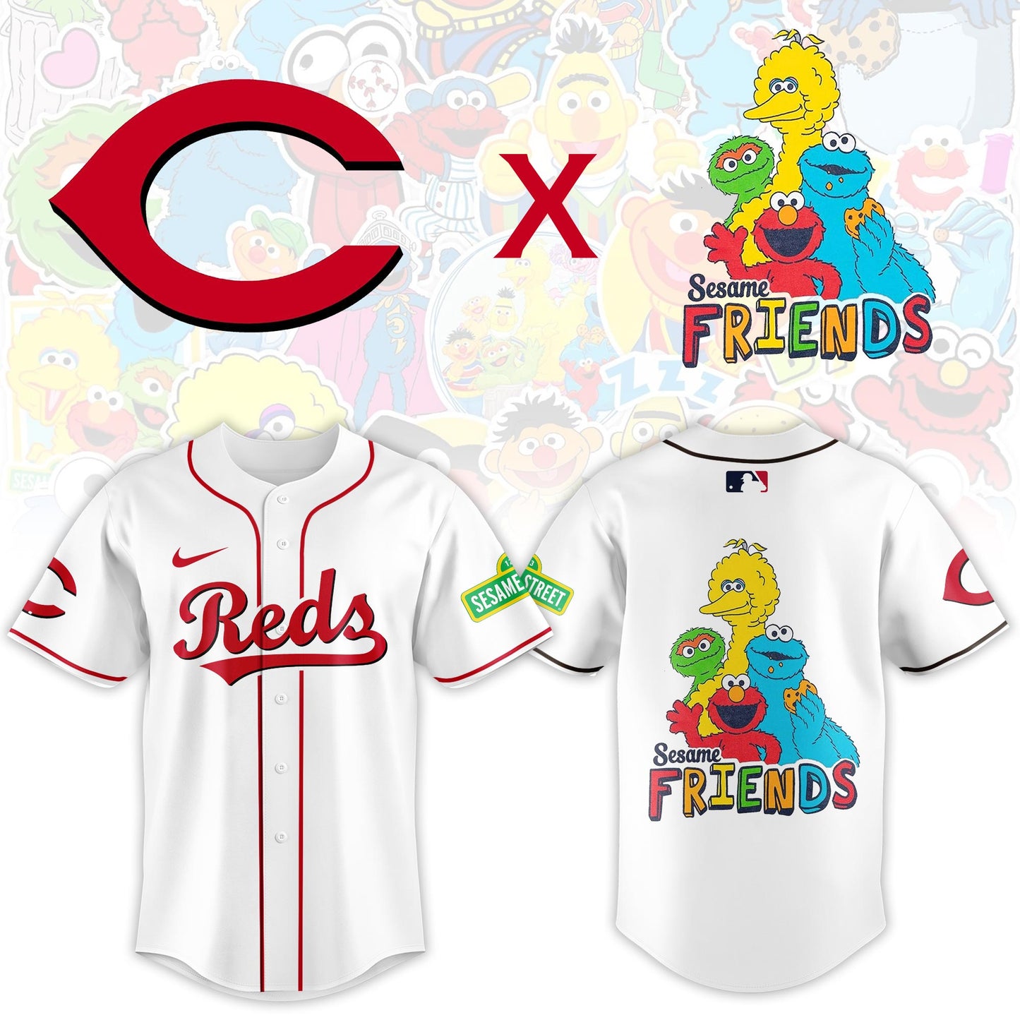.Cincinnati Reds 2025 Sesame Street Night Limited Jersey