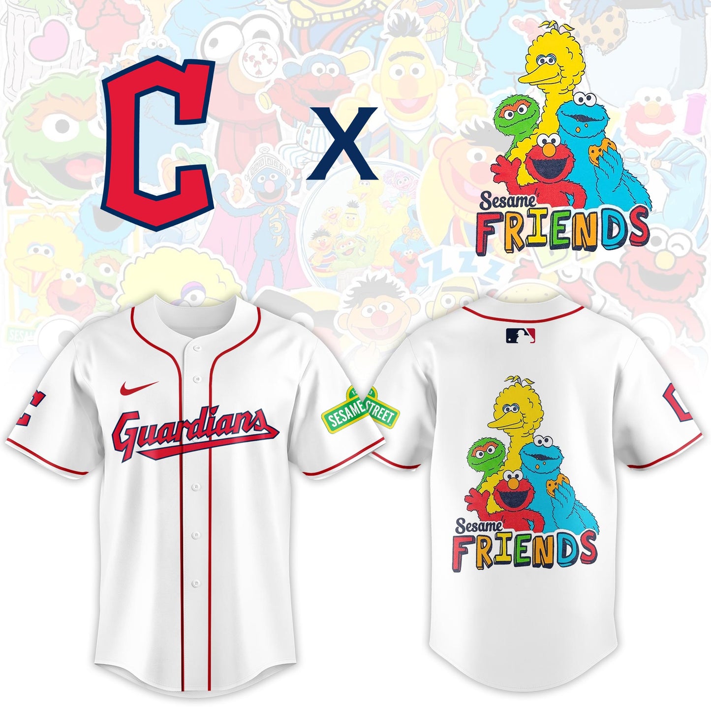 ..Cleveland Guardians 2025 Sesame Street Night Limited Jersey