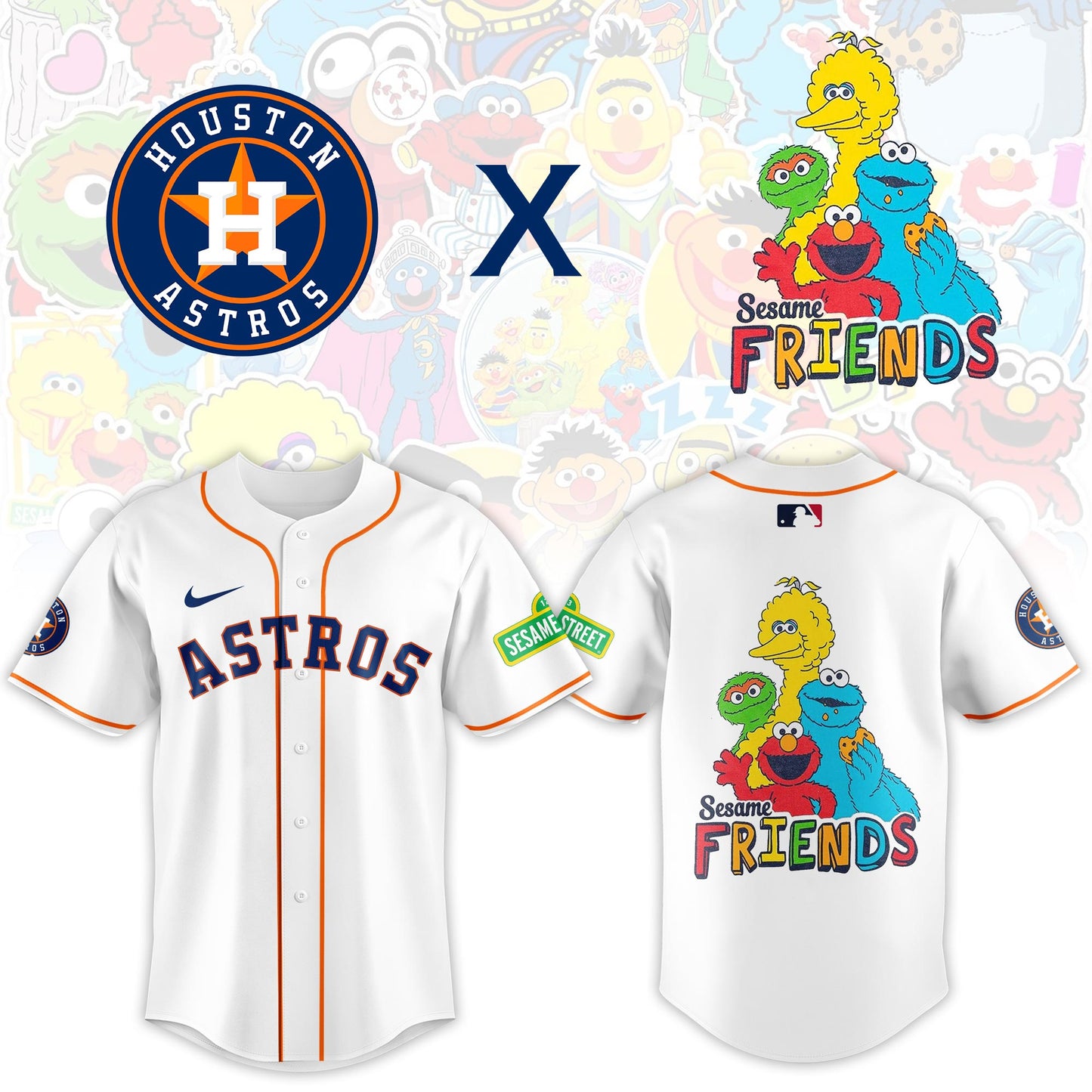 ..Houston Astros 2025 Sesame Street Night Limited Jersey