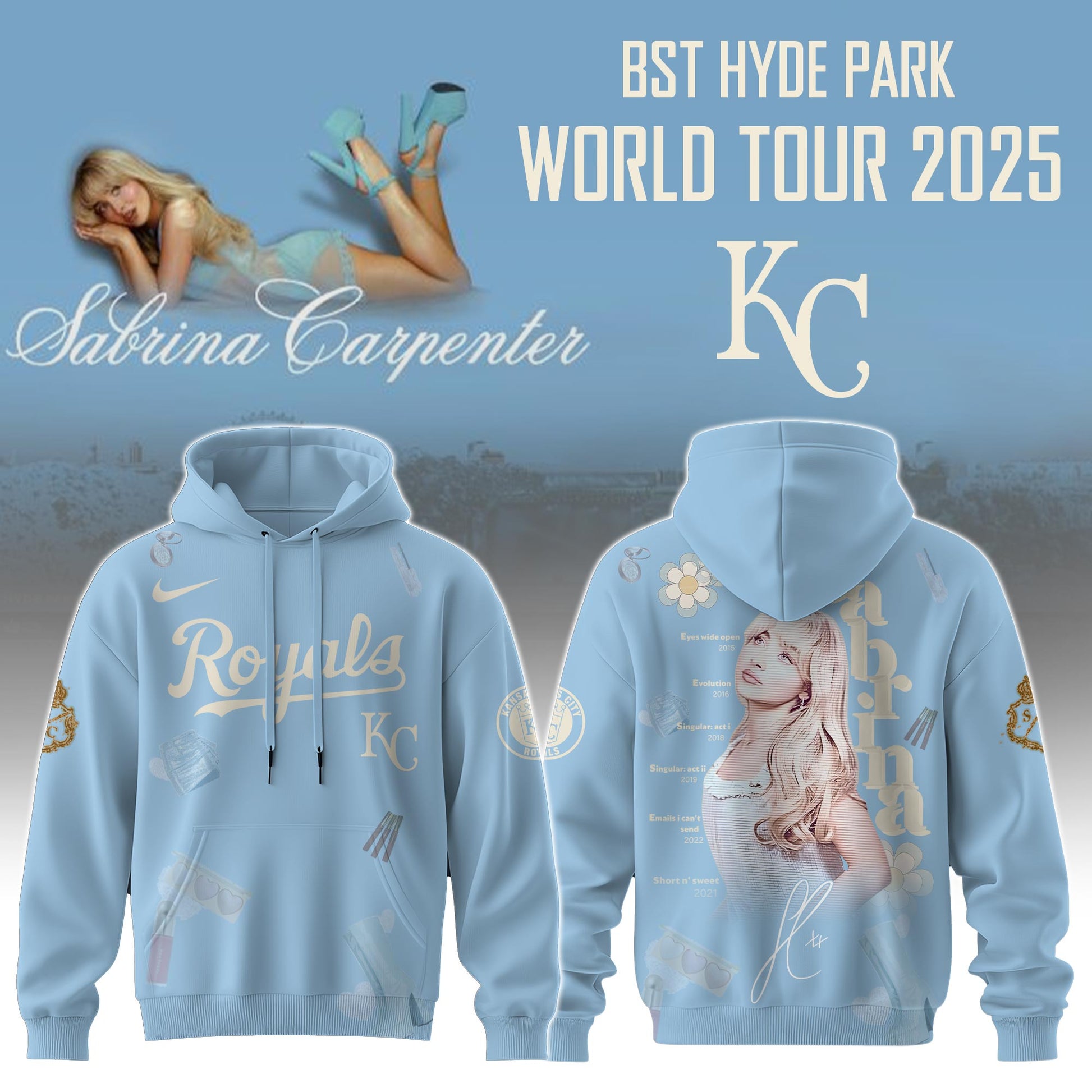 KC Royals  x Sabrina Carpenter “Short n’ Sweet Tour” Hoodie Editions Limited +Selling Out Fast