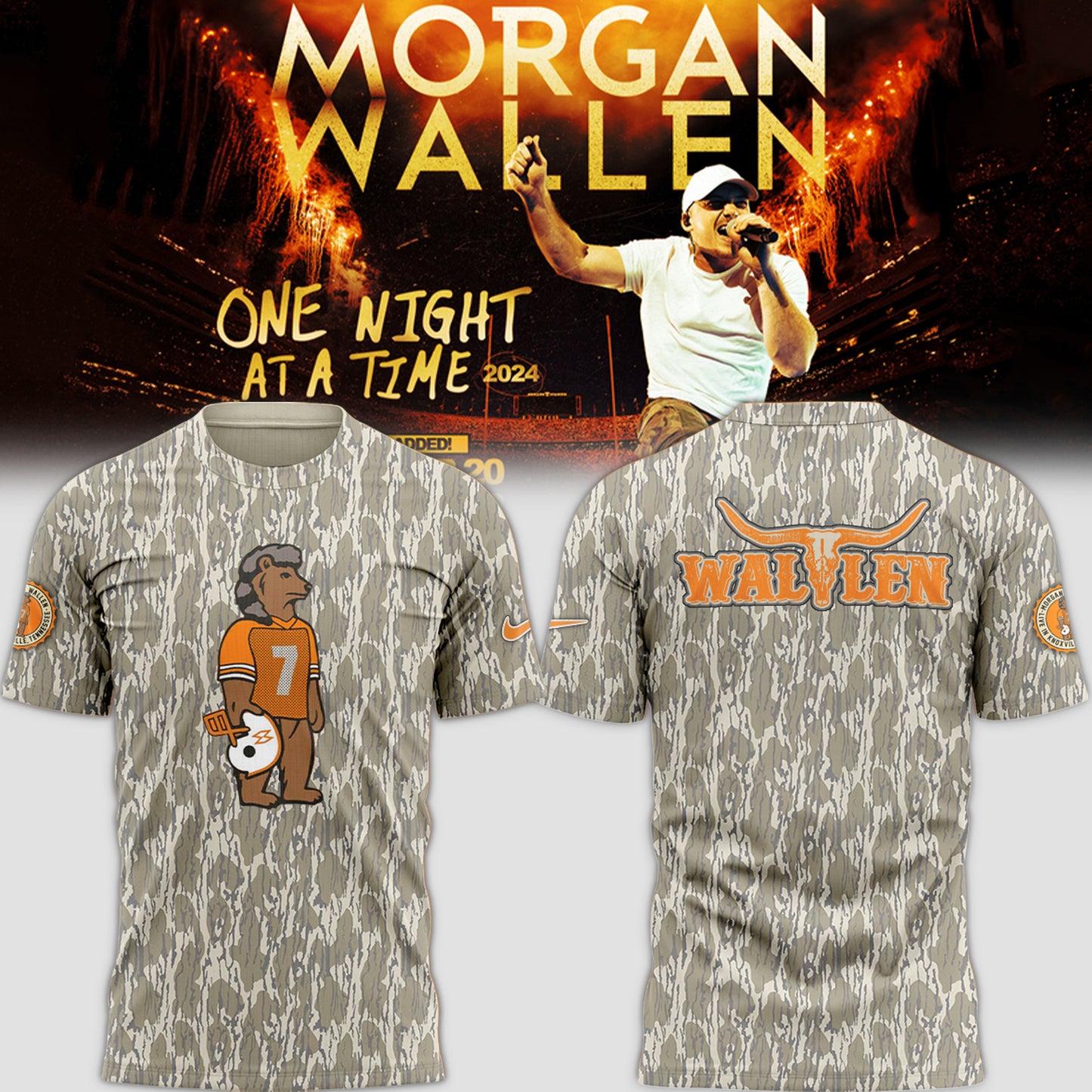Limited Edition Tennessee x Morgan Wallen Camo T-Shirt-LL092724301
