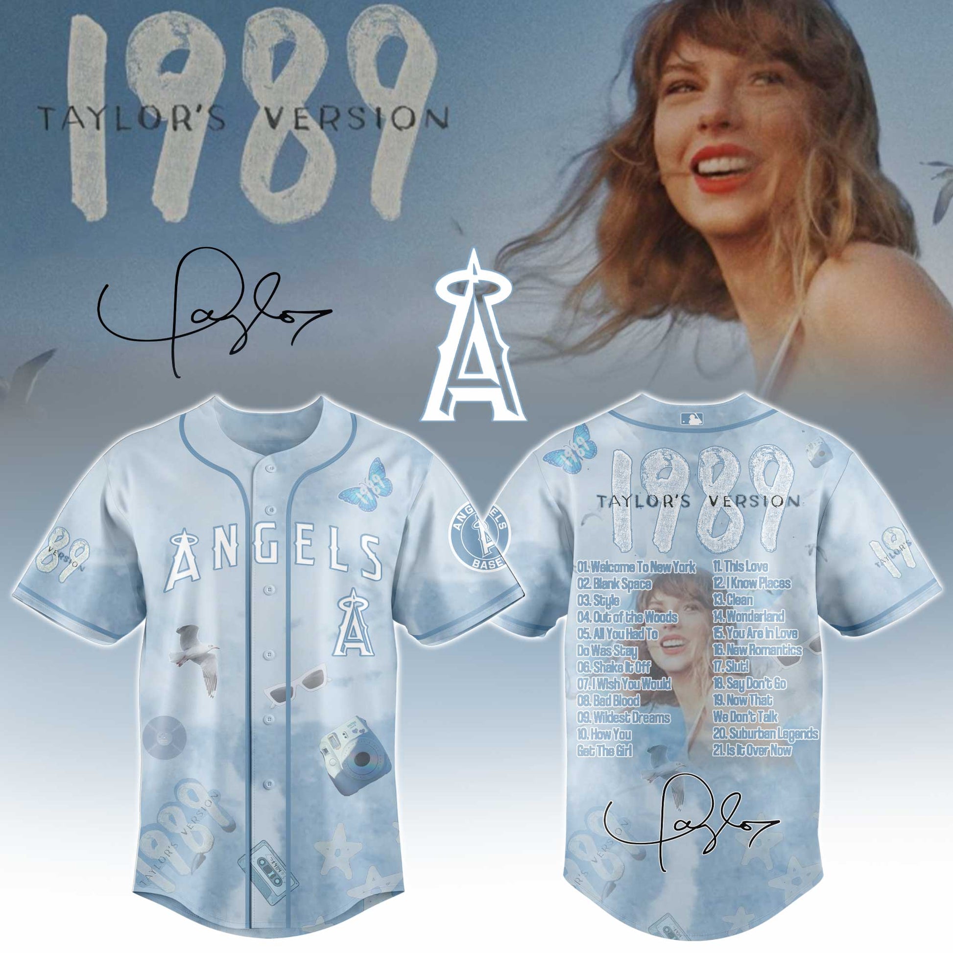 LAA 1989 Sky Blue Baseball Jersey