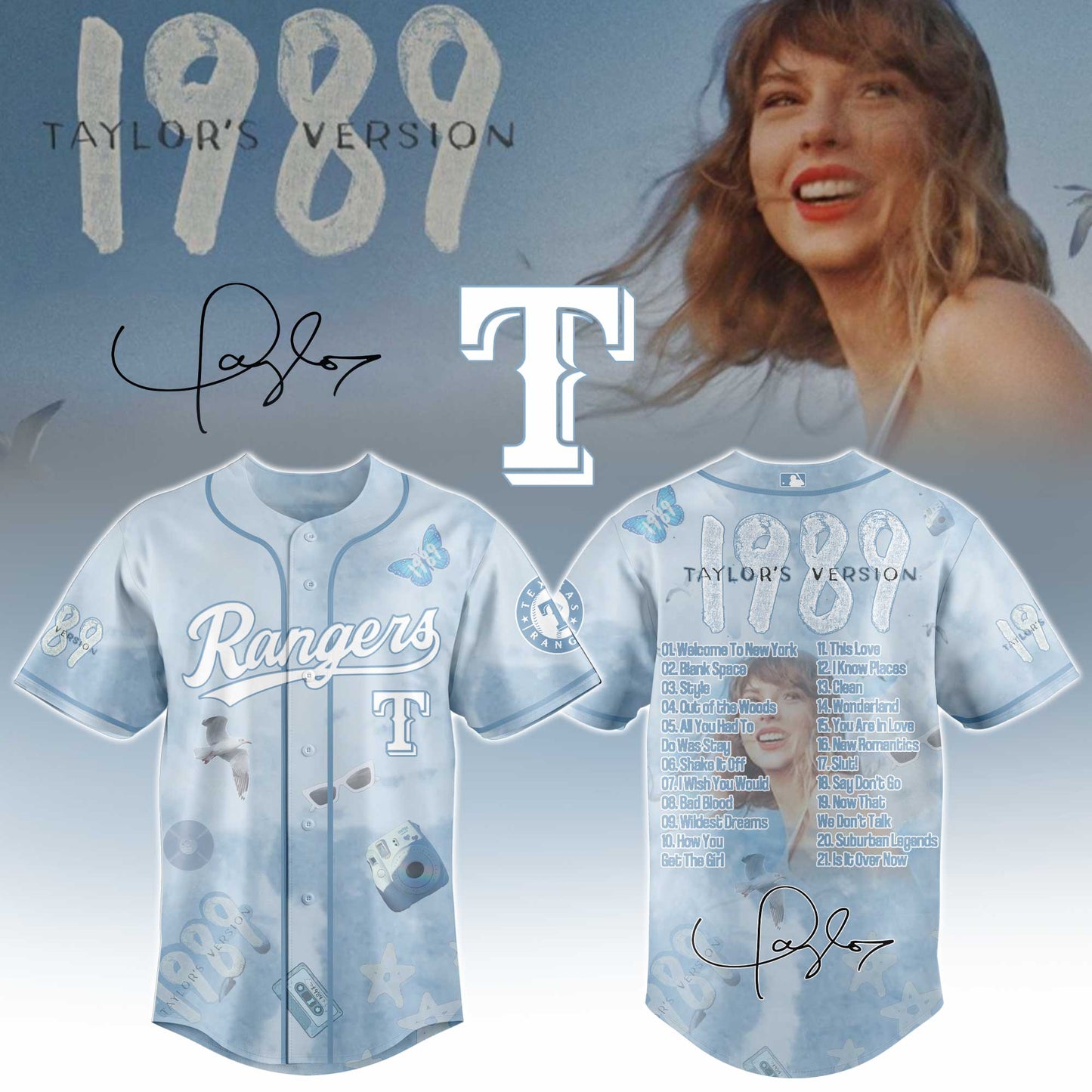 TEX 1989 Sky Blue Baseball Jersey