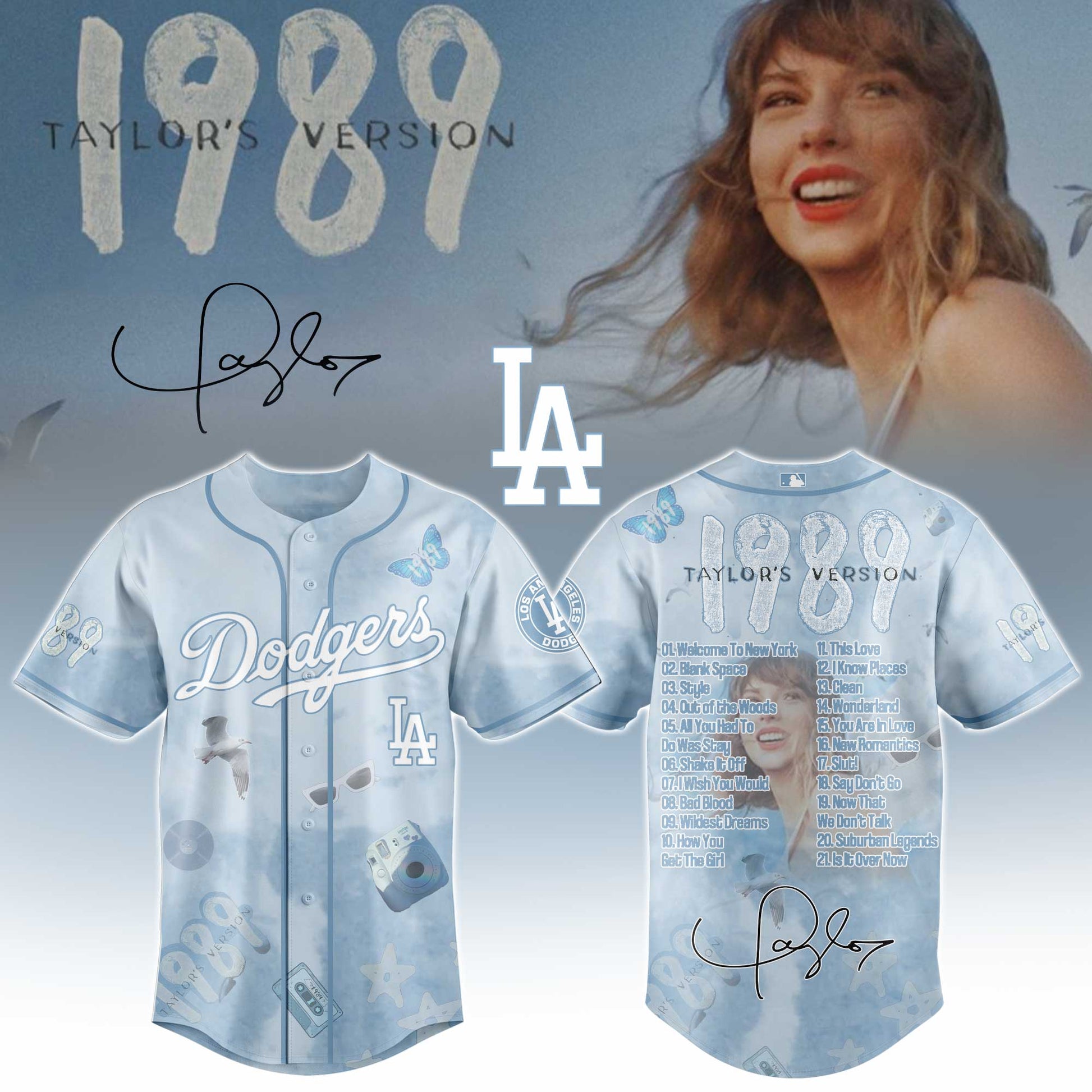 LAD 1989 Sky Blue Baseball Jersey