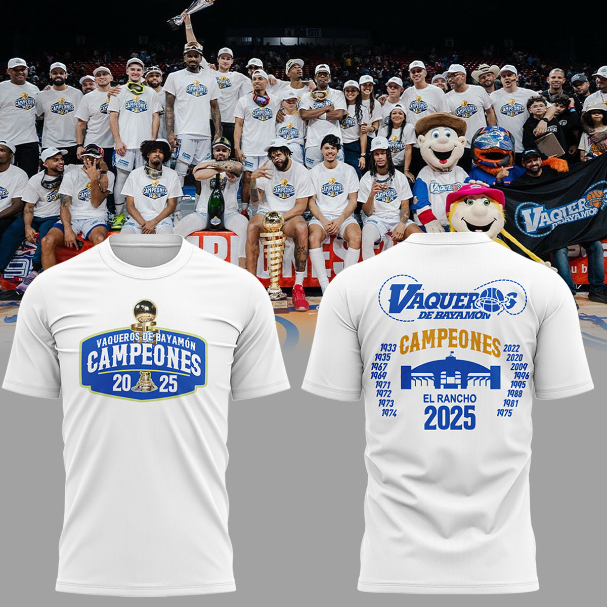 Vaqueros de Bayamon Champions Baloncesto Superior Nacional 2025 TShirt