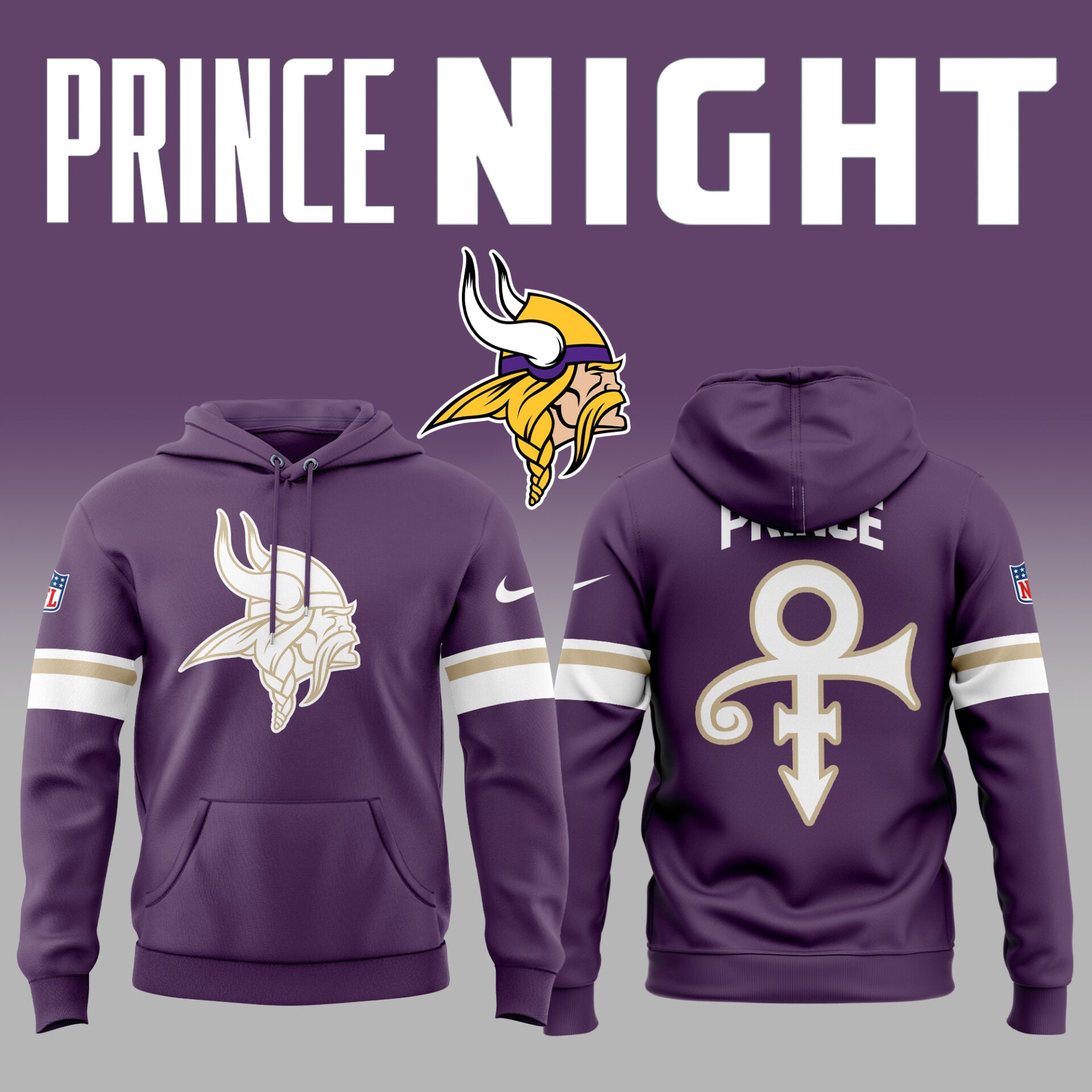 Limited Edition Minnesota Vikings x Prince Night 2025 Hoodie