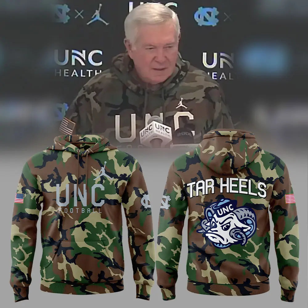 Limited Edition North Carolina Football Thanks Veterans Camo Hoodie - - Carolina Tar Heels Shirt