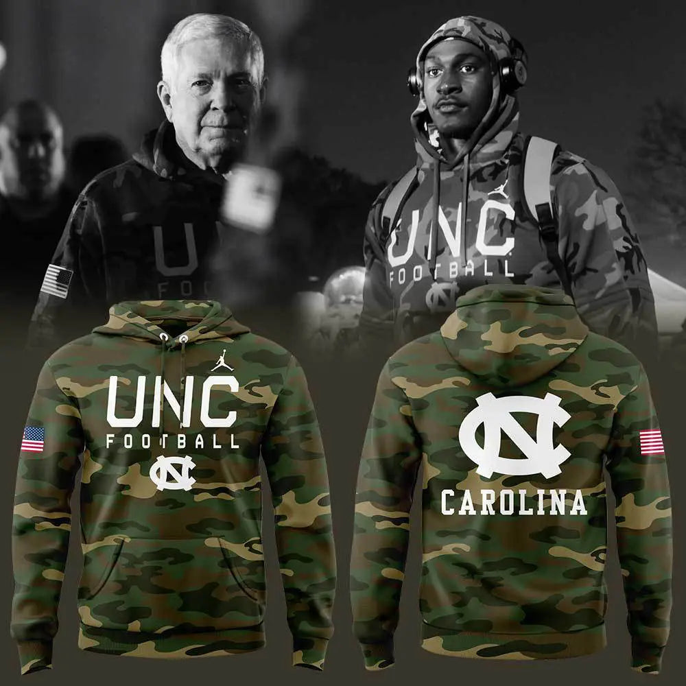 Limited Edition North Carolina Football Thanks Veterans Camo Hoodie - - Carolina Tar Heels Shirt