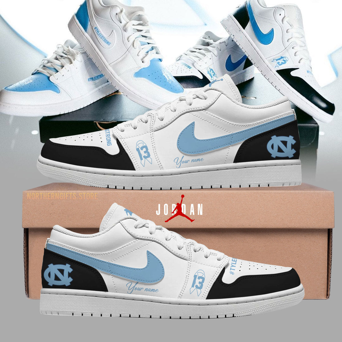 North Carolina Football Custom Name For Fans Shoes