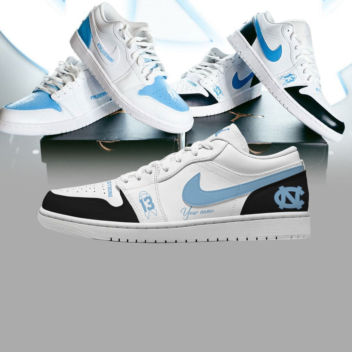 North Carolina Football Custom Name For Fans Shoes