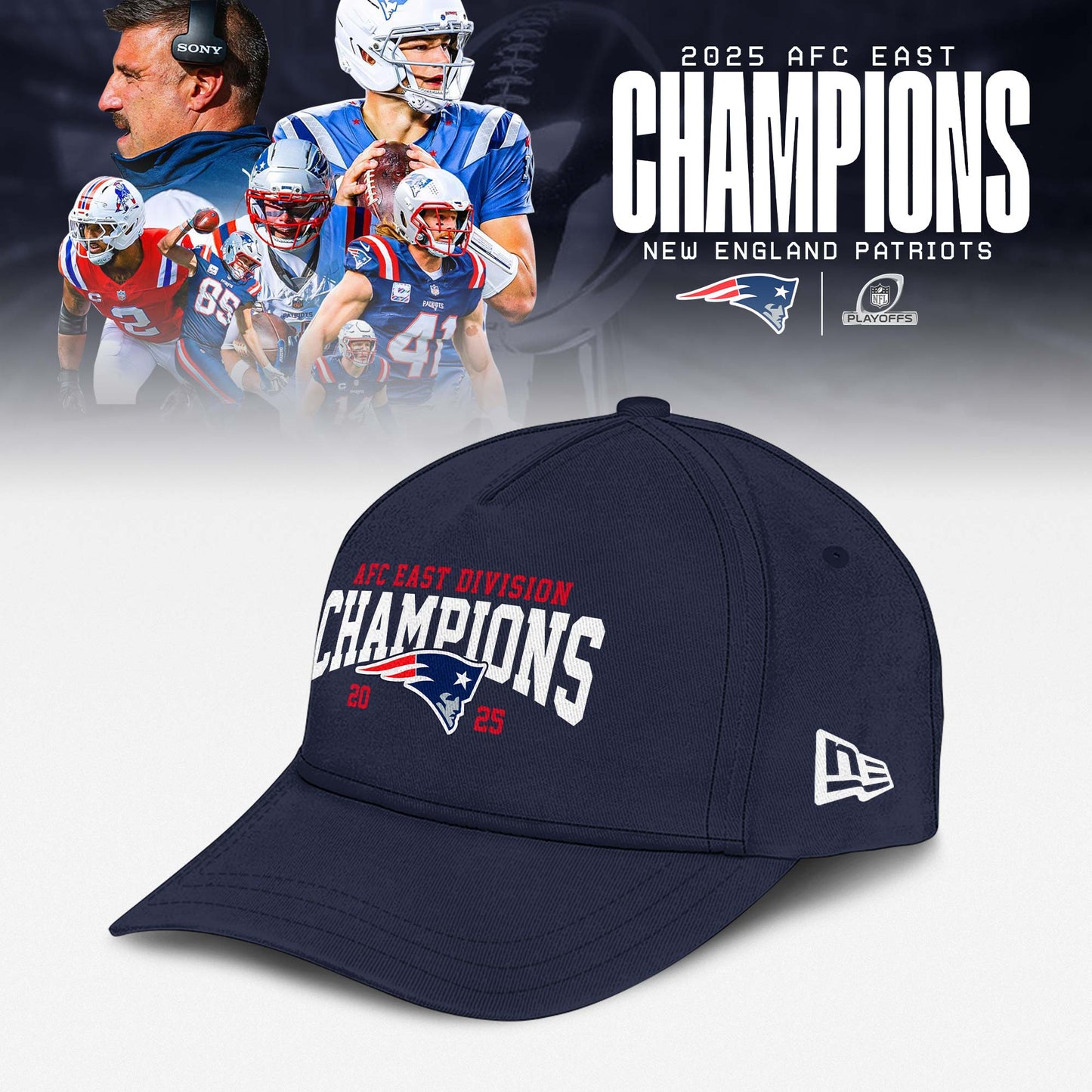 New England Patriots 2025 AFC East Champions Hoodie Limited Edition