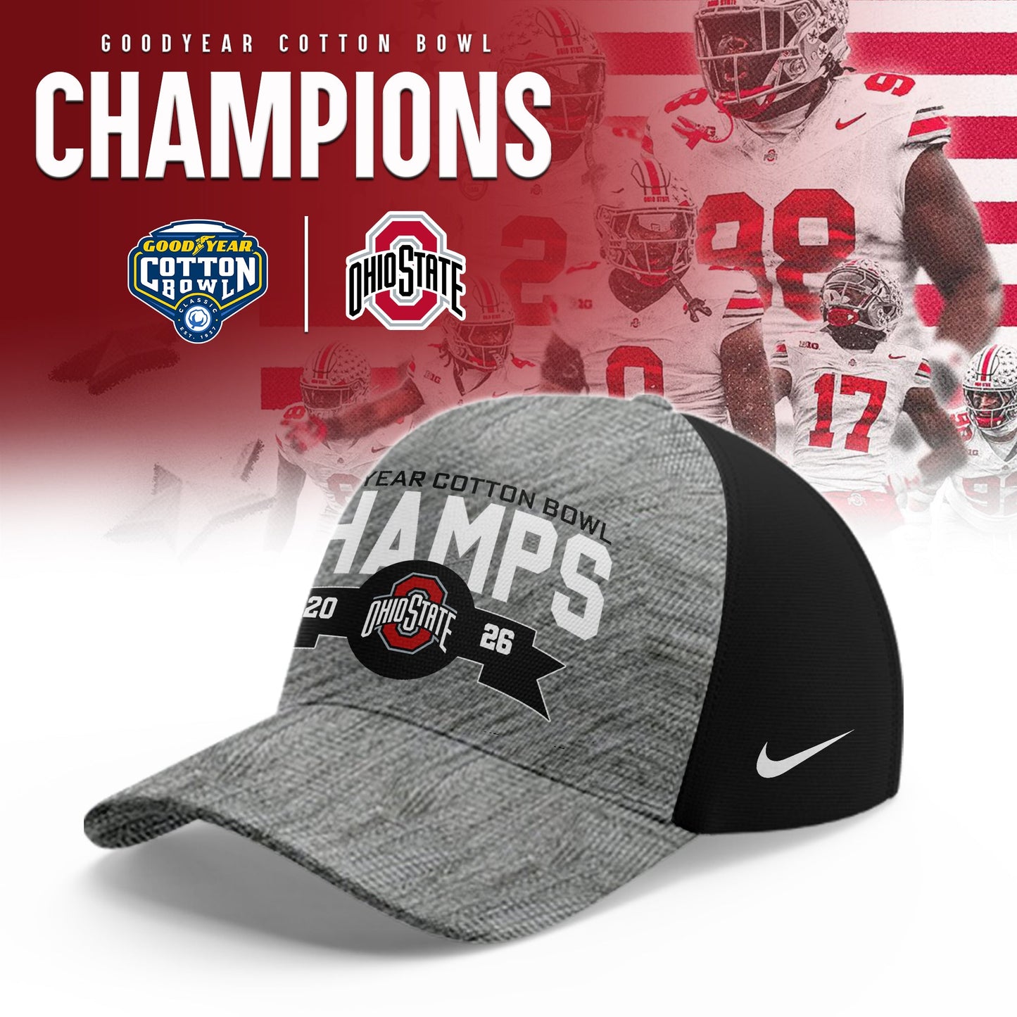 Ohio State Buckeyes 2026 Goodyear Cotton Bowl Champions Limited New Hoodie