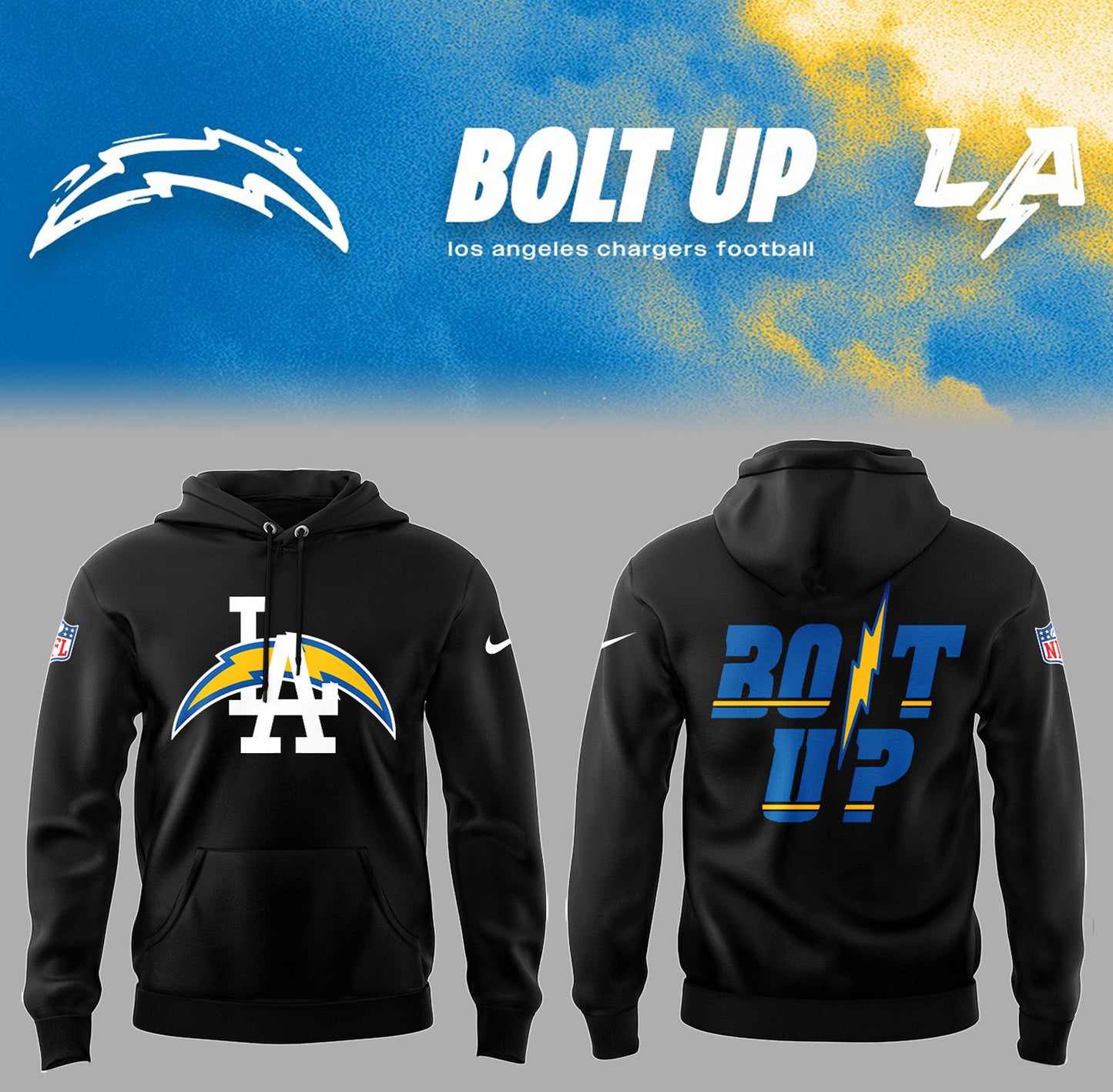 Limited Edition Chargers Bolt Up Hoodie-PA052425009