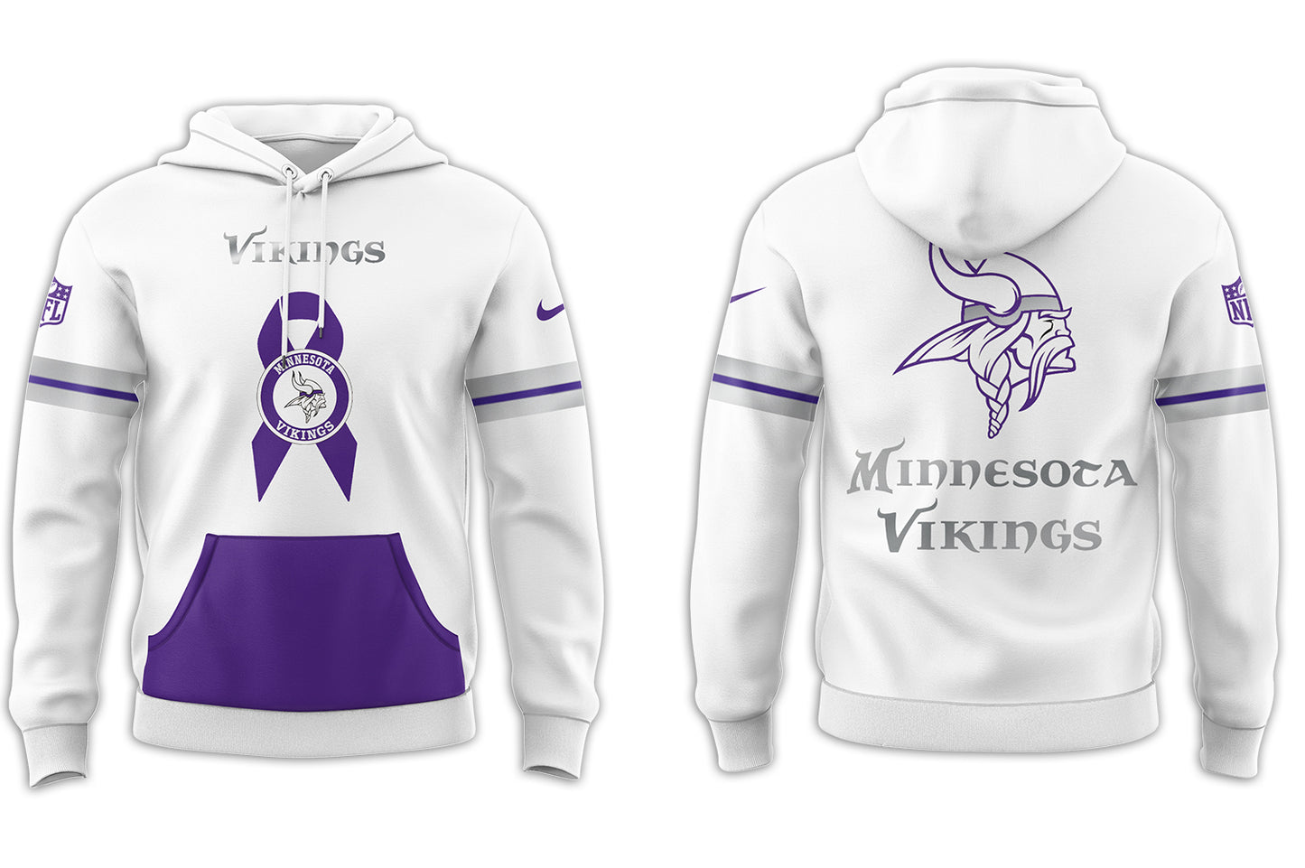 Minnesota Vikings NFL Nike Limited Intercept Cancer 2024 White Hoodie-PU101524370