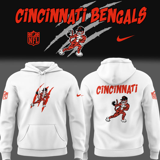 Limited Edition Bengals Football New Logo White Hoodie