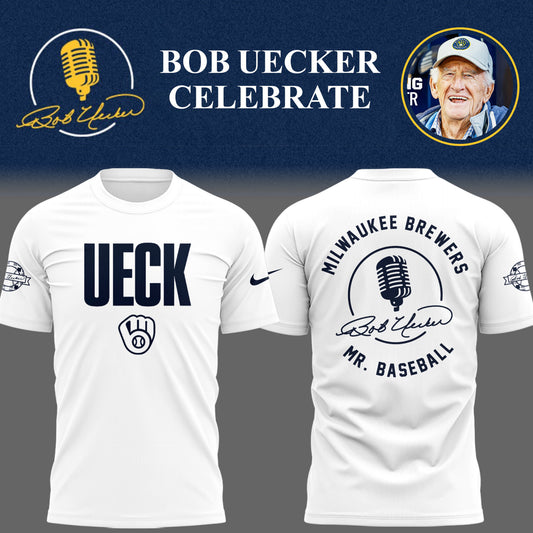 Limited Edition Brewers Baseball Honoring Mr. Baseball Bob Uecker Wh TShirt