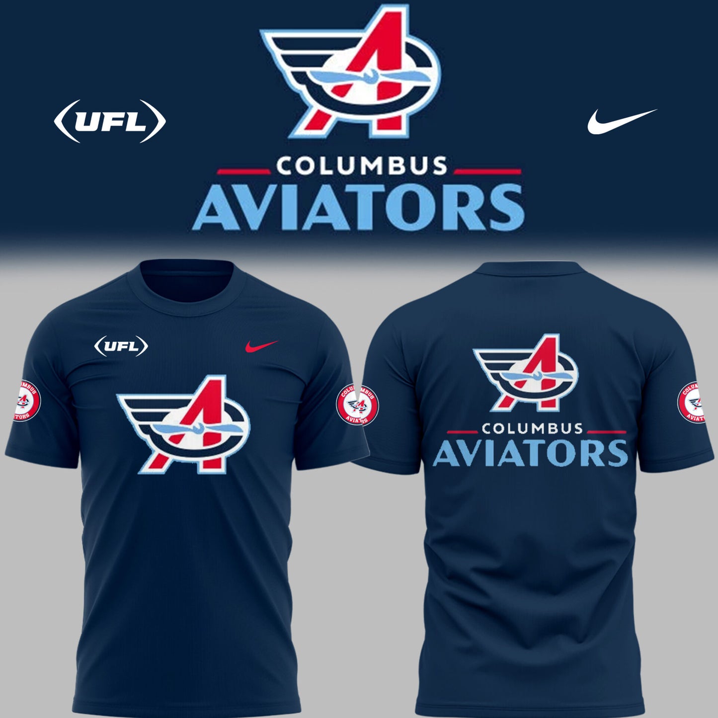 Limited Edition Columbus Aviators Football Blue TShirt