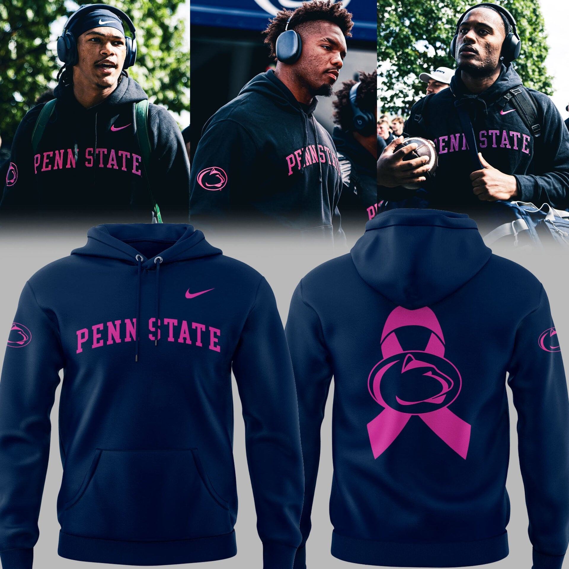 Limited Edition Penn ST Football Beat Cancer Black Hoodie