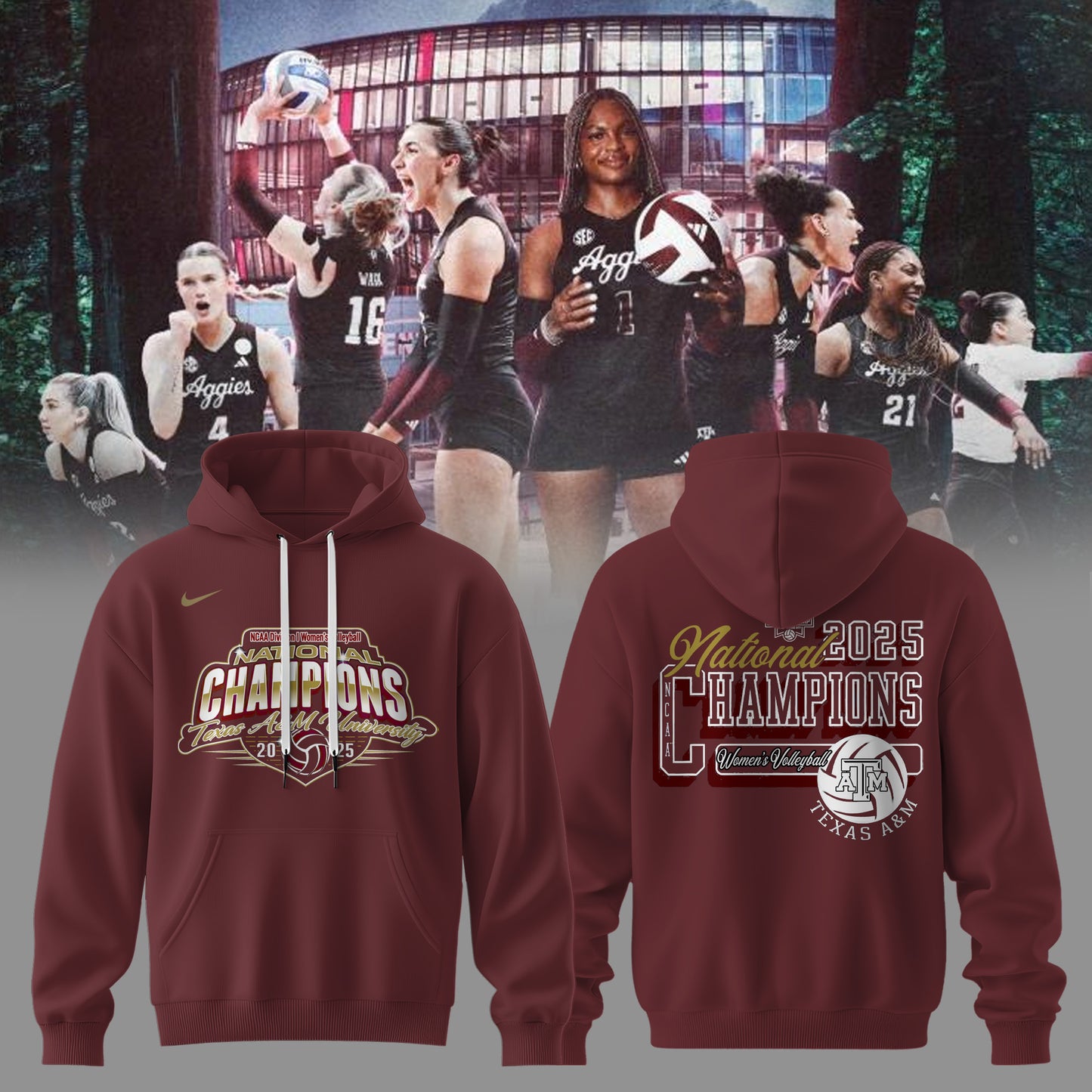Aggies National Champions – 2025 Women’s Volleyball Hoodie