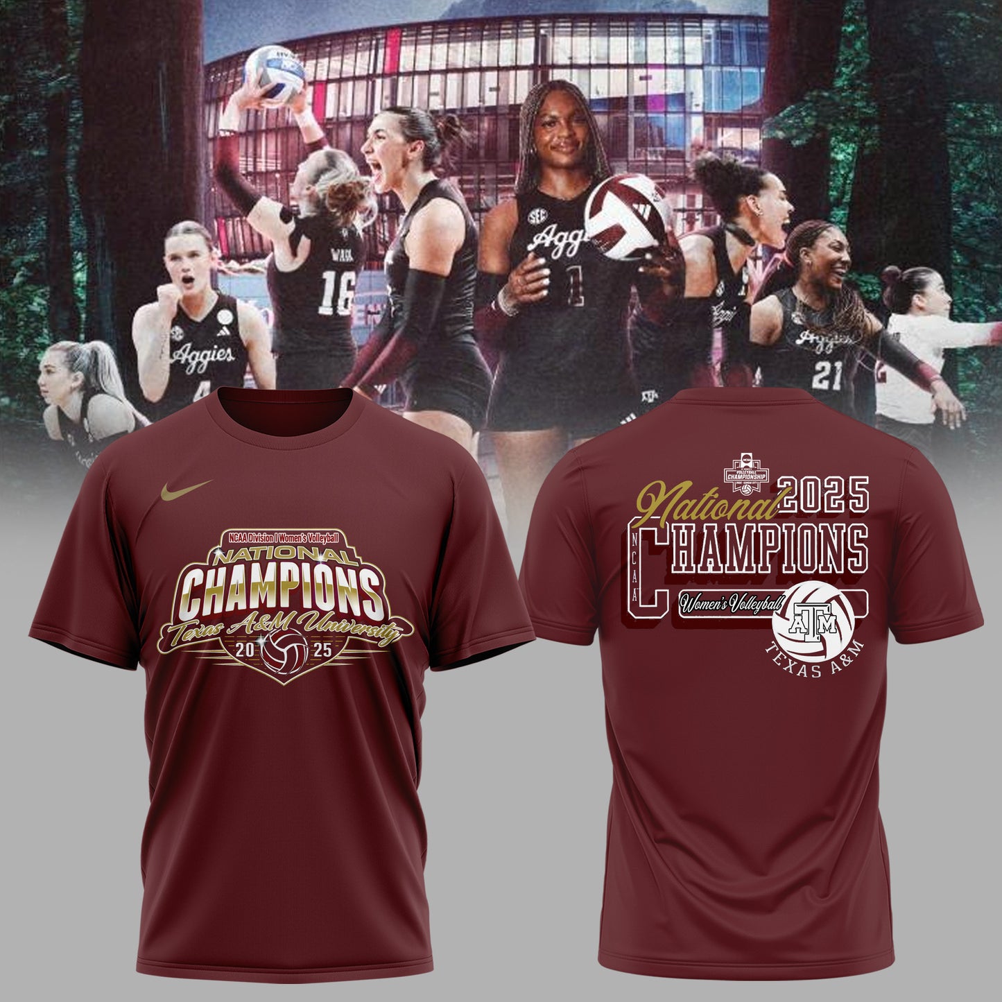 2025 National Champions – Texas A&M Women’s Volleyball Tee