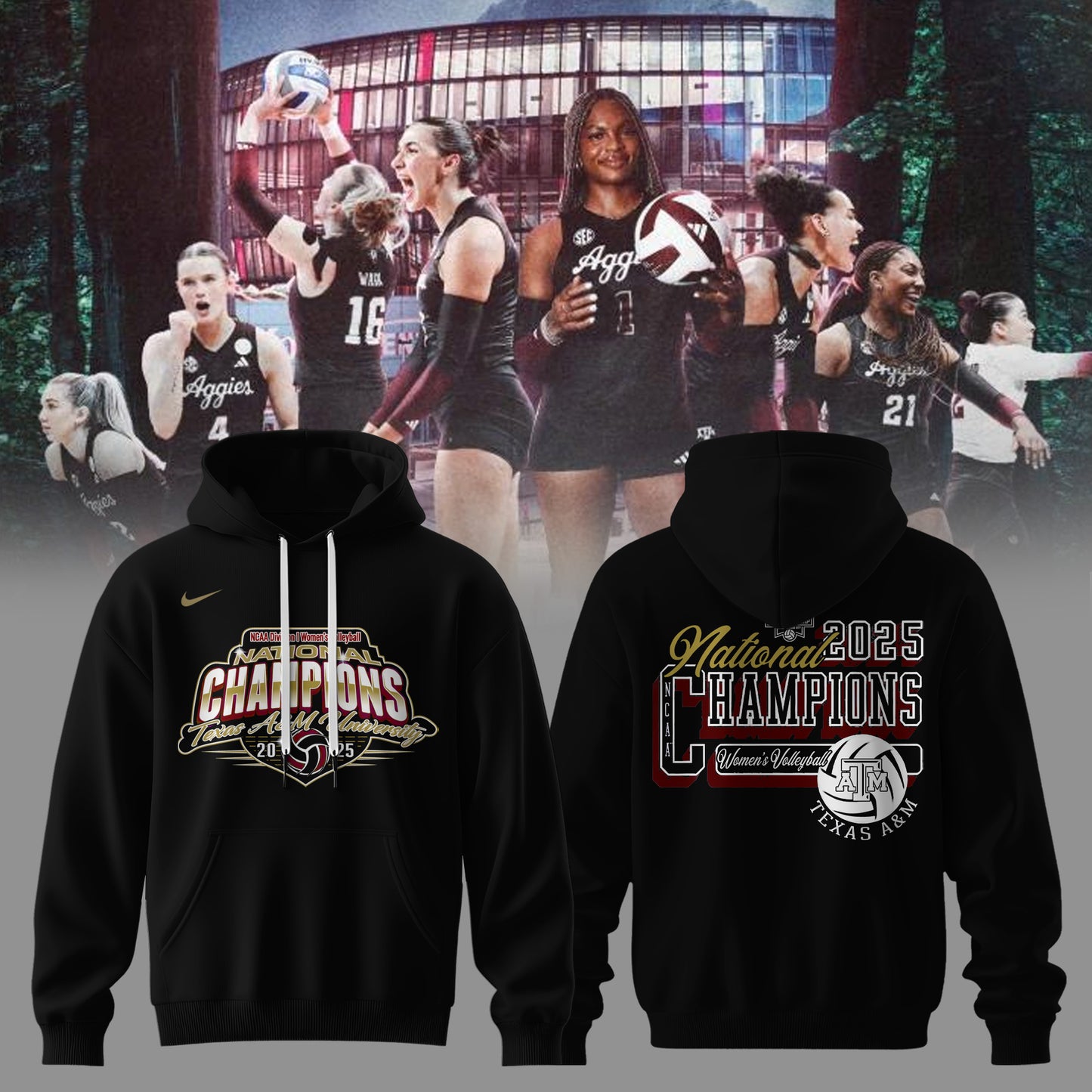 Aggies National Champions – 2025 Women’s Volleyball Hoodie