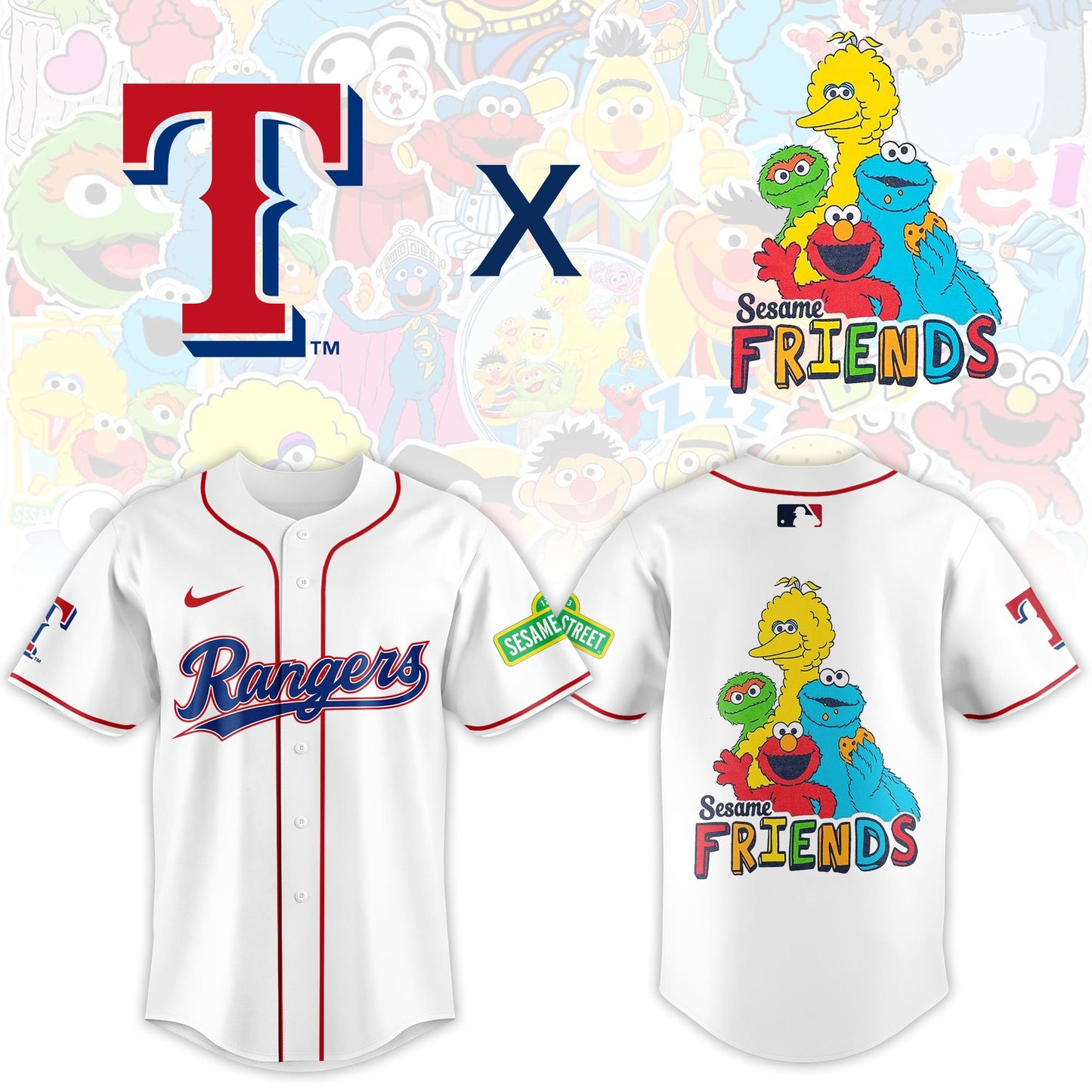 .Texas Rangers 2025 Sesame Street Night Limited Jersey