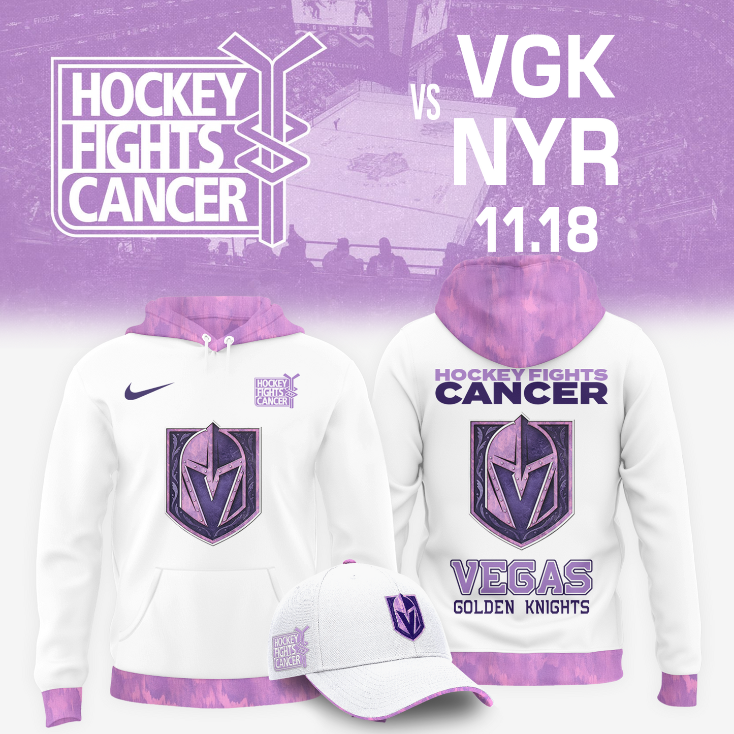 Vegas Golden Knights 2025 Hockey Fights Cancer - VGK x NYR(11.18)