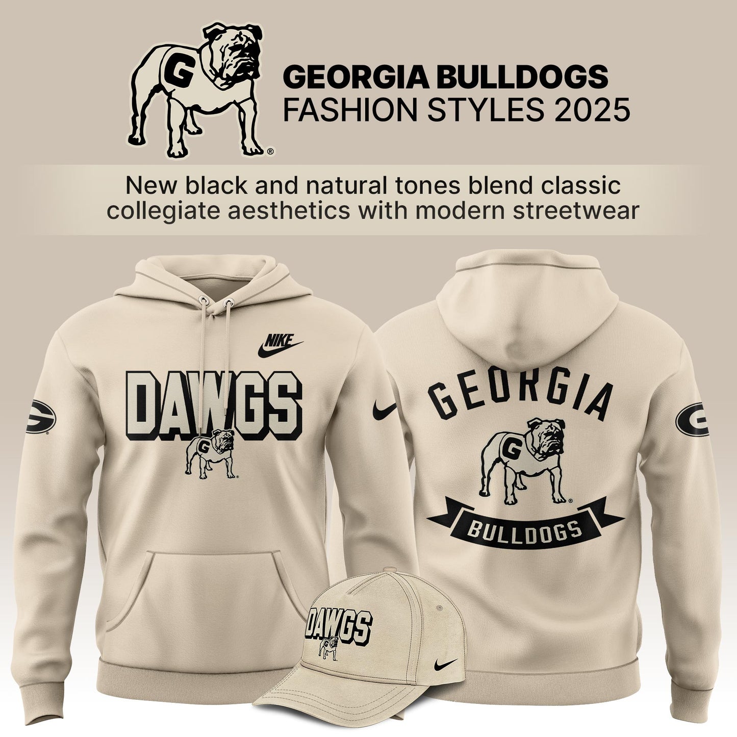 Georgia Bulldogs Bold Fashion 2025 Limited Edition Hoodie - Natural