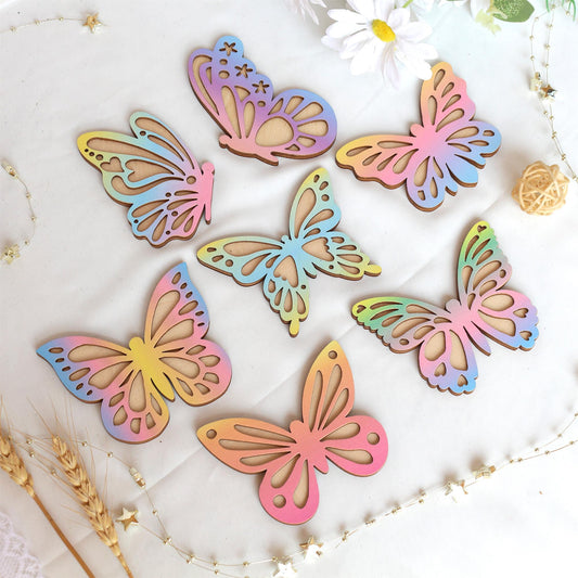 Wooden Wall Butterflies Décor for Kids Room (7pack) – Natural Plywood, Boho Nursery Wall Art, Woodland Baby Shower Gift