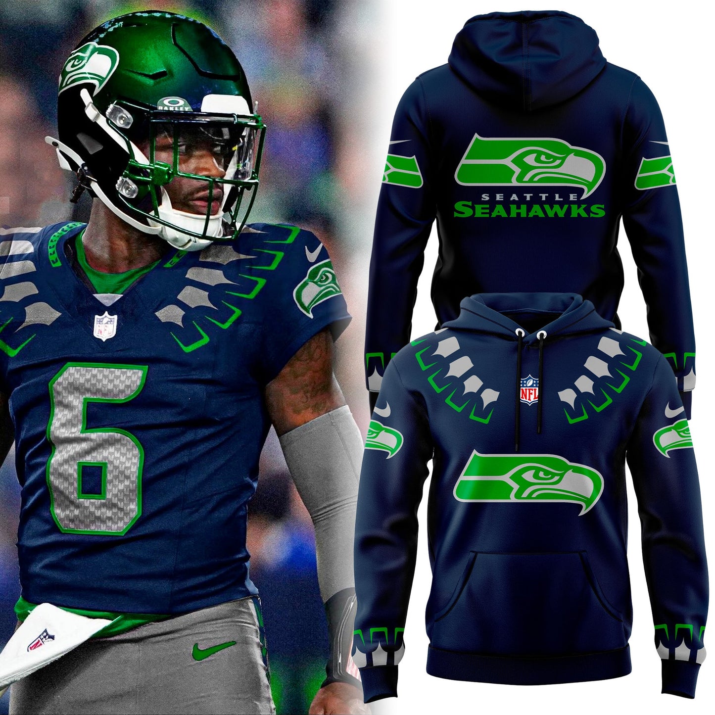 Seattle Seahawks NFL 2025 The Graphic God Hoodie v1