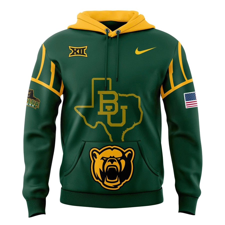 Men's Chrome Era Baylor Football Hoodie Green And Gold 2025