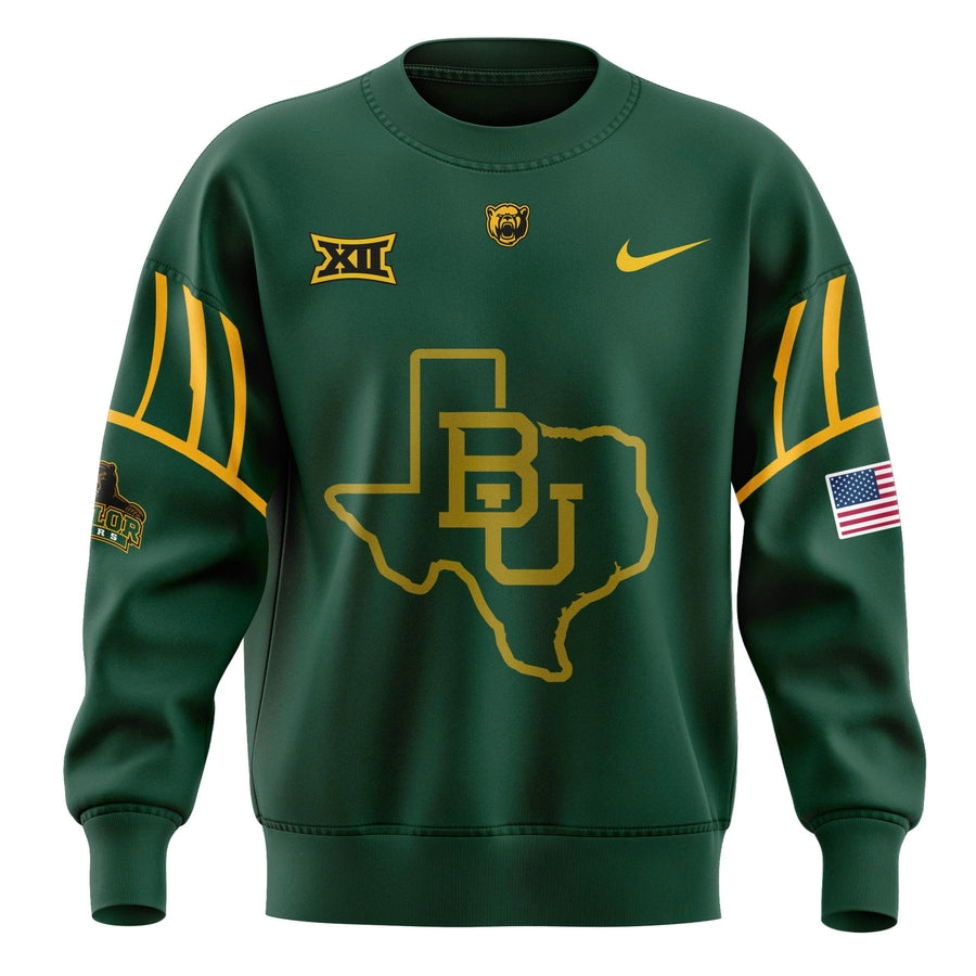 Men's Chrome Era Baylor Football Sweatshirt Green And Gold 2025