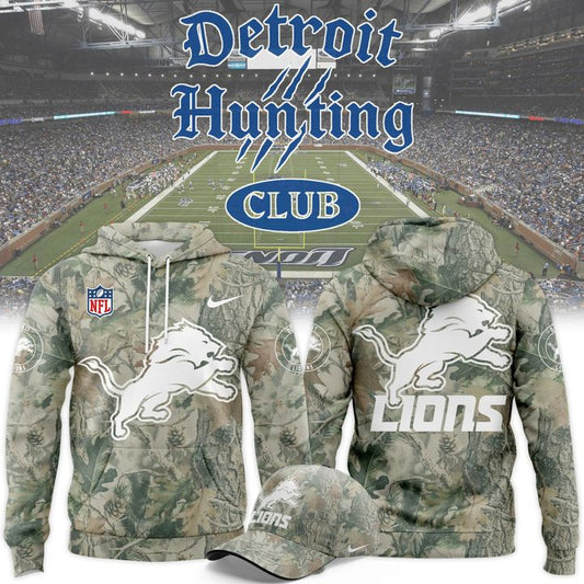Limited Edition Detroit Lions Hunting New 2025-26 Hoodie