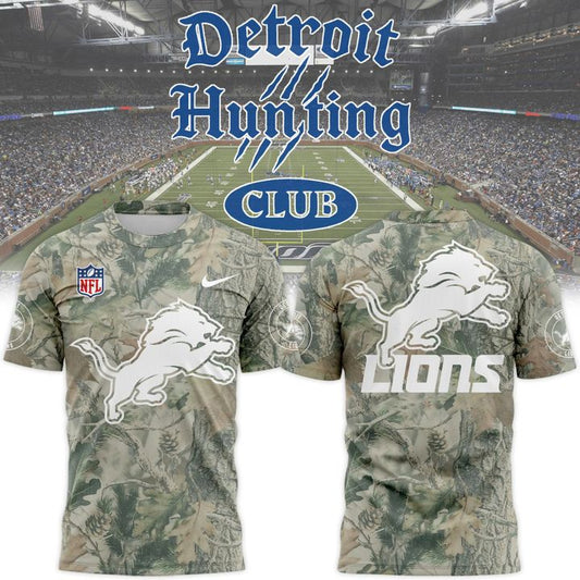 Limited Edition Detroit Lions Hunting New 2025-26 T-Shirt