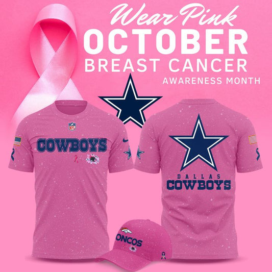 Limited Edition Dallas Cowboys Breast Cancer Awareness Pink Tshirt 2025