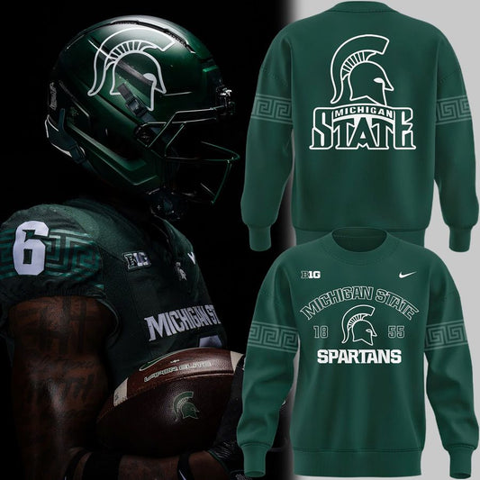 2025 Michigan State Spartans Helmet Logo EST. 1855 Uniform Sweat