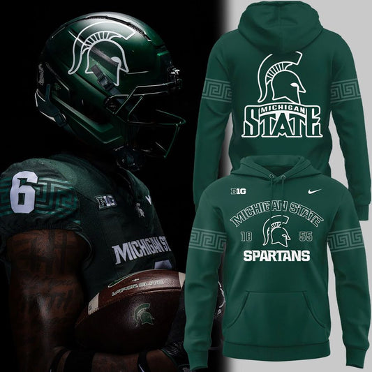 2025 Michigan State Spartans Helmet Logo EST. 1855 Uniform Hoodie