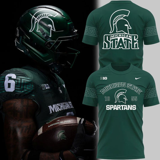2025 Michigan State Spartans Helmet Logo EST. 1855 Uniform T-Shirt