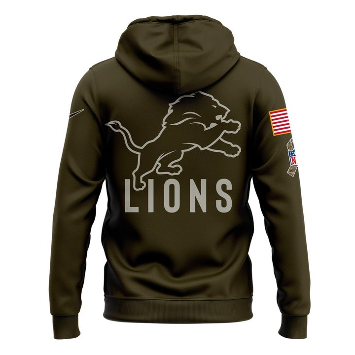 Men's Detroit Lions Nike Olive 2025 Salute to Service Sideline Hoodie
