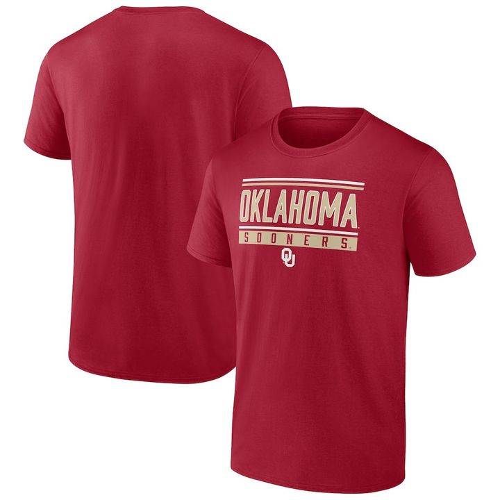 Crimson Oklahoma Sooners Fundamentals Stripe and Block T-Shirt
