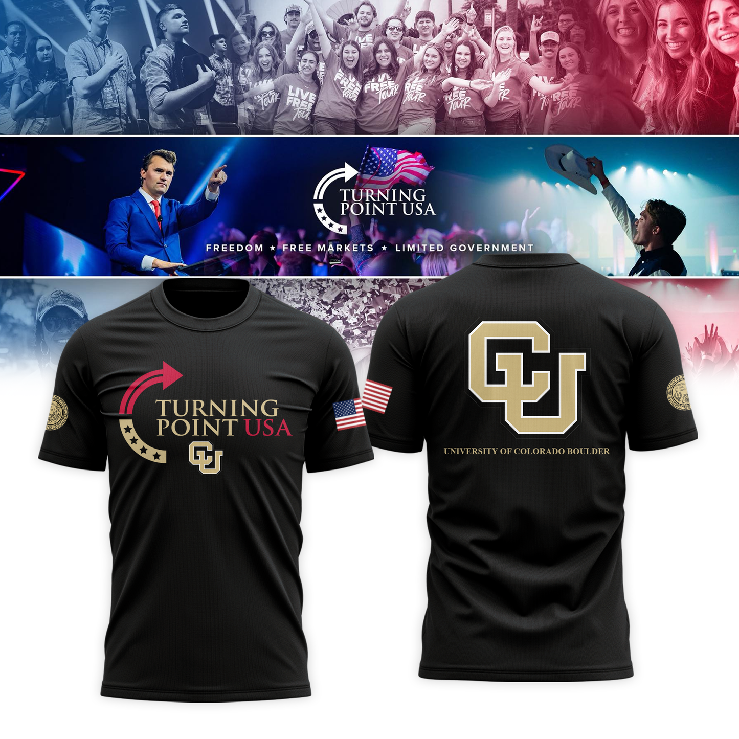 University of Colorado Boulder x Turning Point USA 2025 Tshirt