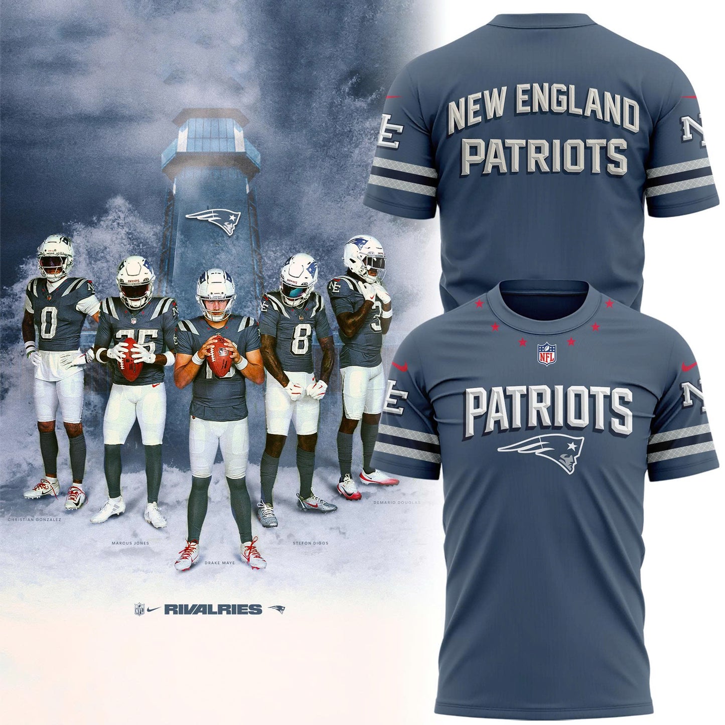 Limited edition New England Patriots T-shirt πππ«ππ‘π§πππ¨. For fans in 2025!