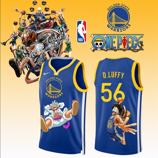 _,ONE PIECE × NBA Golden State Warriors 2025 Jersey 2