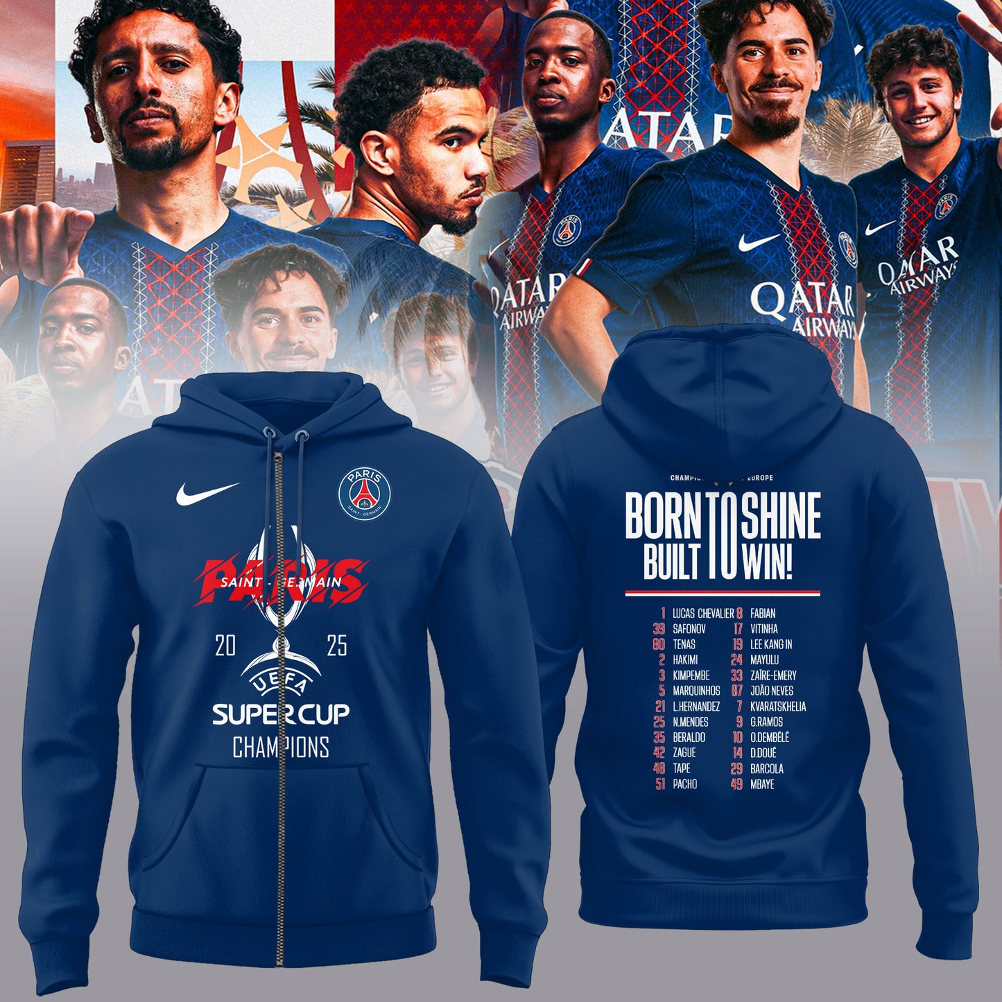 PSG – UEFA SUPER CUP CHAMPIONS 2025 Zip Hoodie