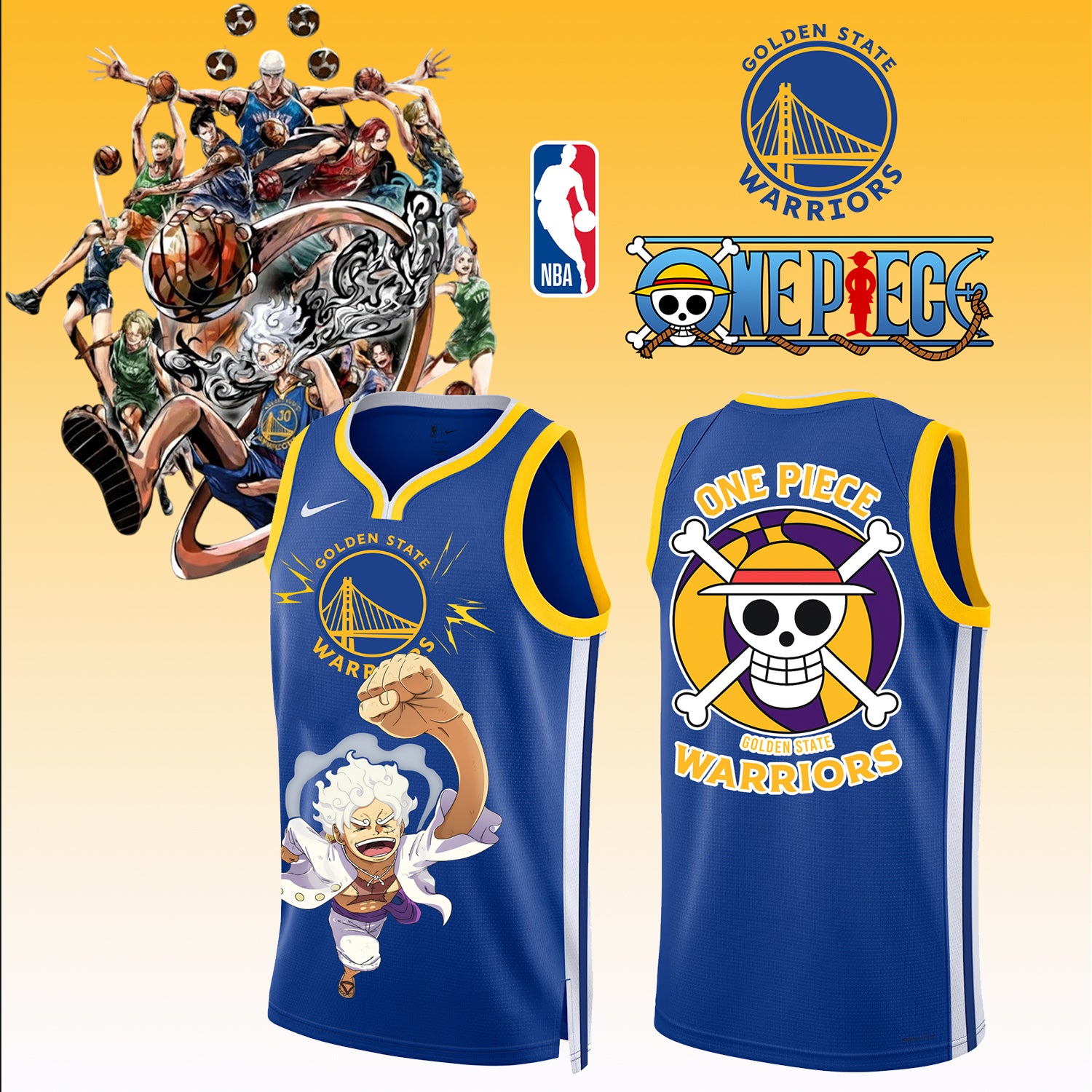 _ONE PIECE × NBA Golden State Warriors 2025 Jersey 3