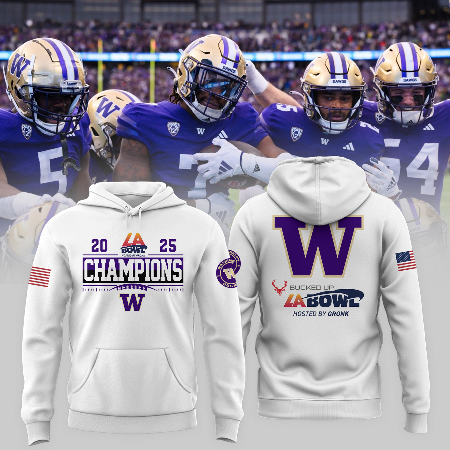 Washington Football Champions Hoodie - LA Bowl Champions Hoodie - White - Unisex - Design By Twinkle My Toes