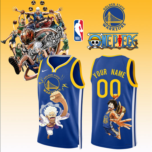 _ONE PIECE × NBA Golden State Warriors 2025 Jersey  ( Custom Name &amp; Number ) 3